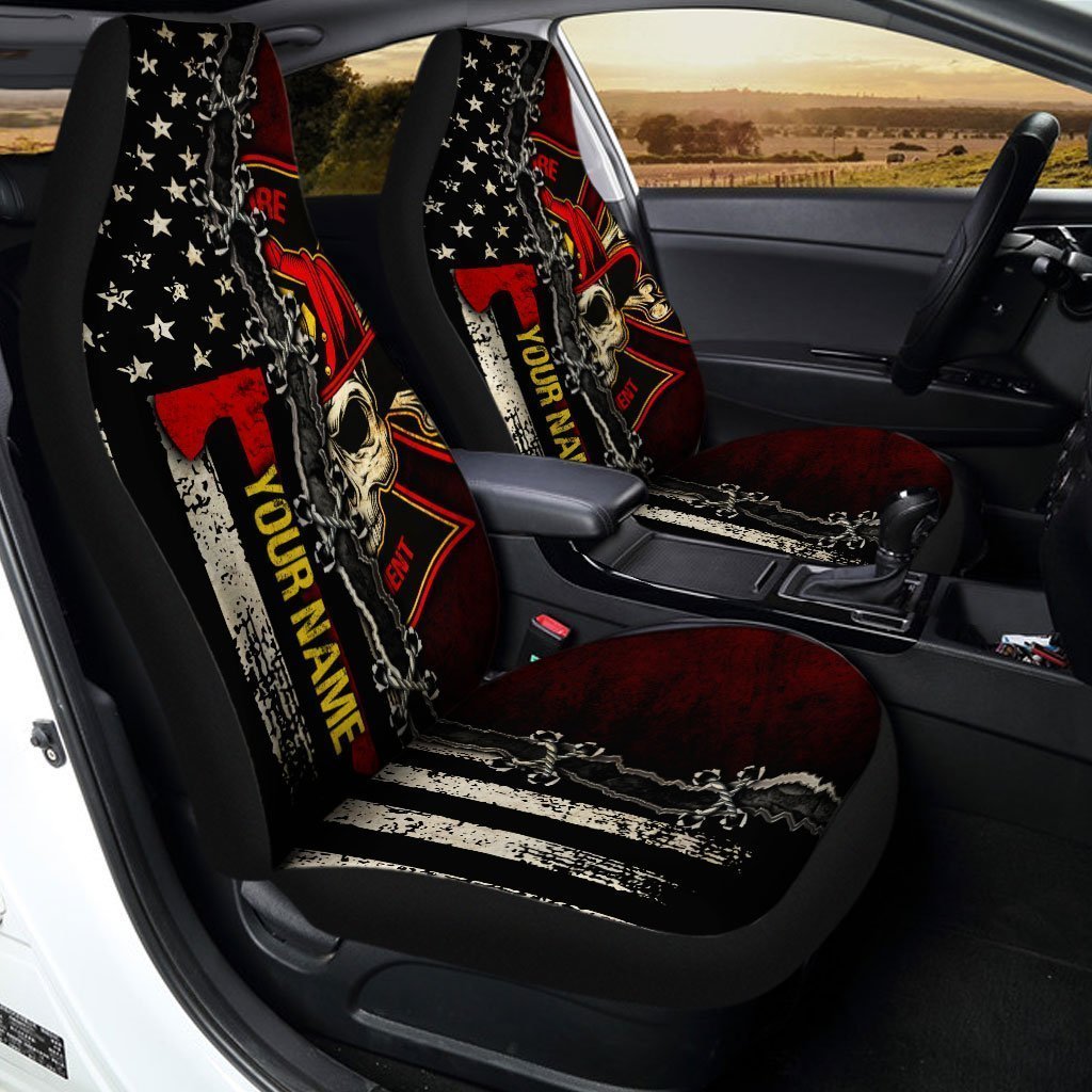 Personalized The Thin Red Line Car Seat Covers Custom Firefighter Car Accessories - Gearcarcover - 2