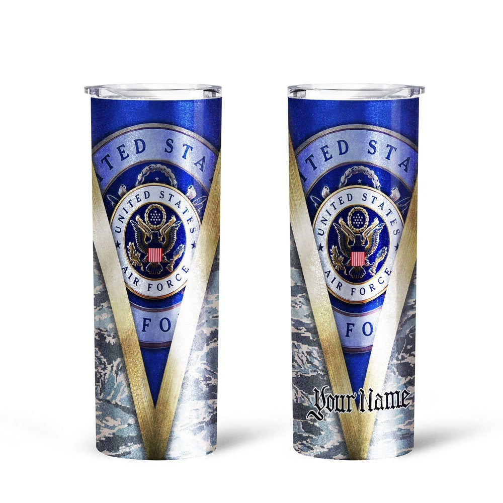 Personalized US Air Force Custom Tall Glitter Tumbler - Gearcarcover - 2