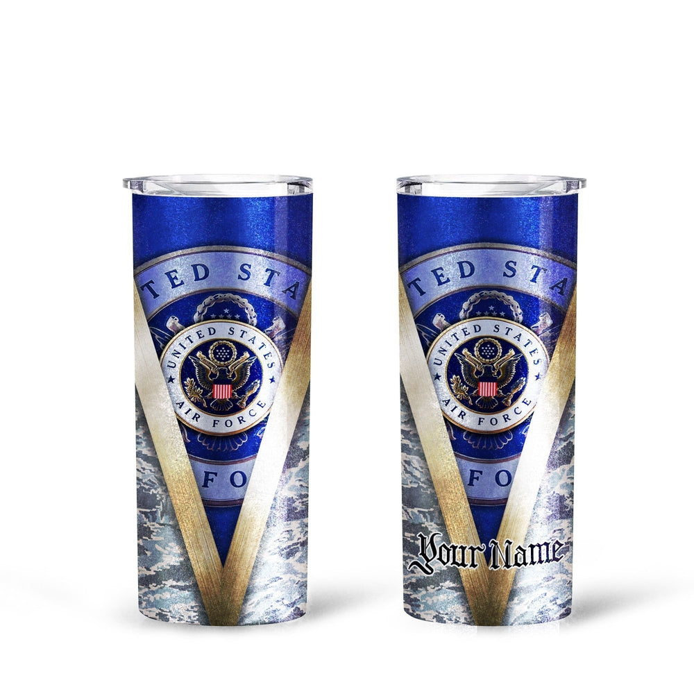 Personalized US Air Force Custom Tall Glitter Tumbler - Gearcarcover - 1