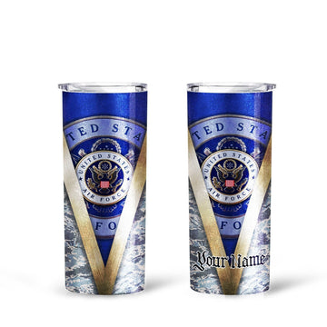 Personalized US Air Force Custom Tall Glitter Tumbler - Gearcarcover - 1
