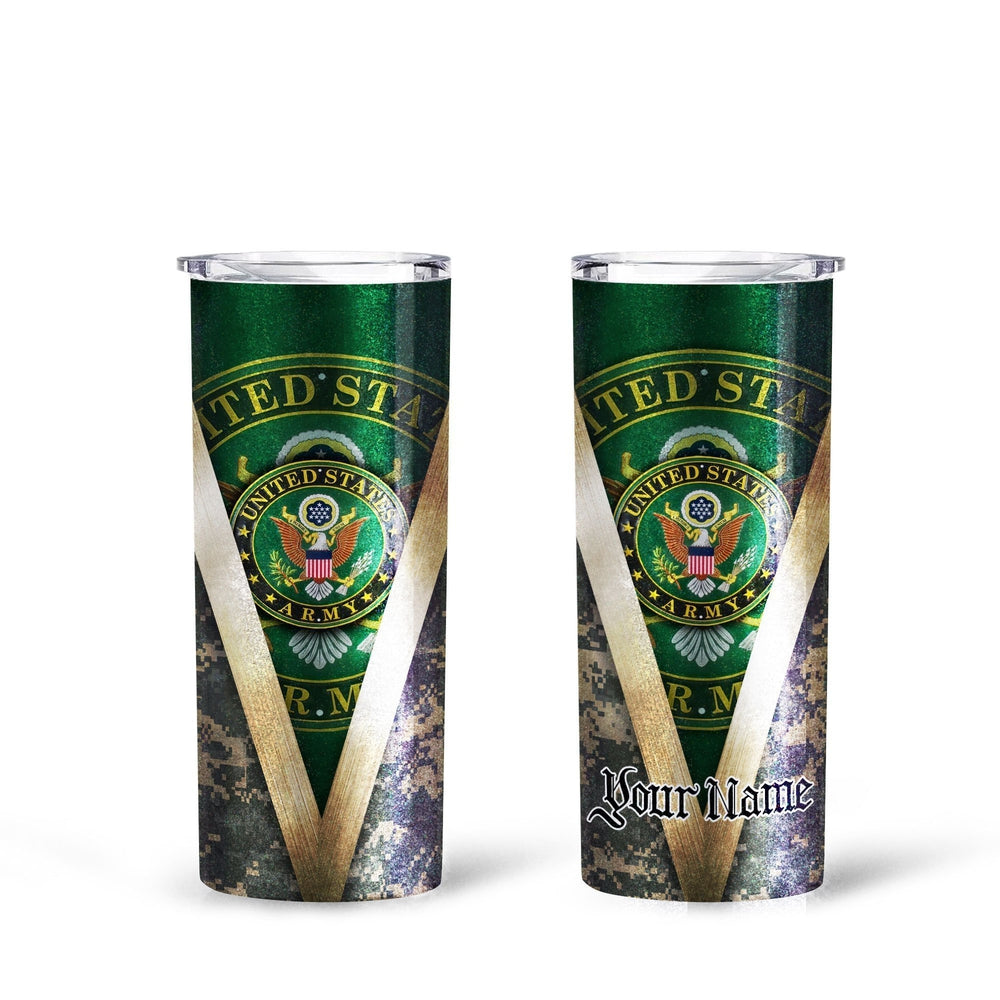 Personalized US Army Custom Tall Glitter Tumbler - Gearcarcover - 1