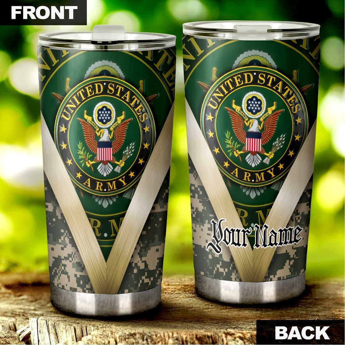 Personalized US Army Custom Tumbler Stainless Steel - Gearcarcover - 1