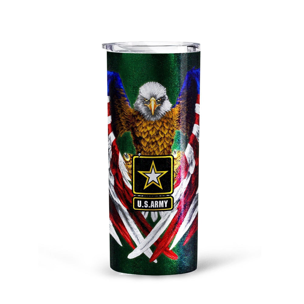 Personalized US Army Tall Glitter Tumbler - Gearcarcover - 3