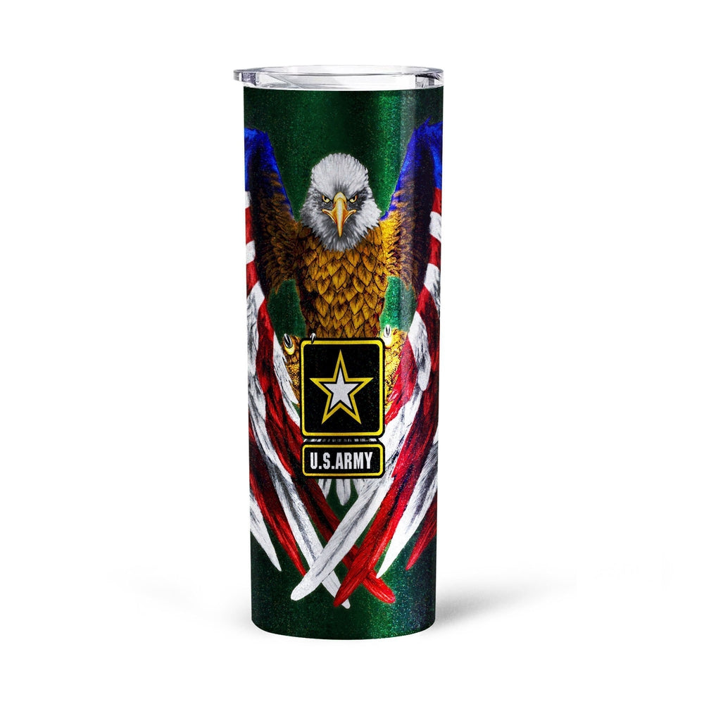 Personalized US Army Tall Glitter Tumbler - Gearcarcover - 4