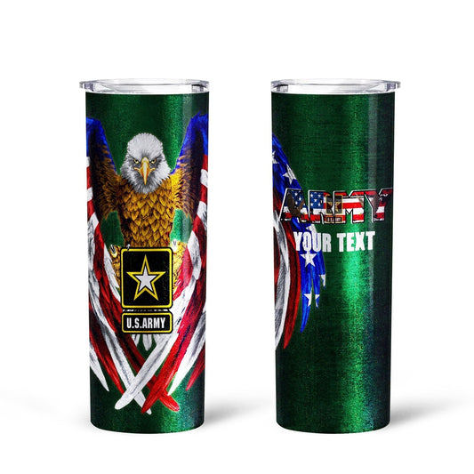 Personalized US Army Tall Glitter Tumbler - Gearcarcover - 2