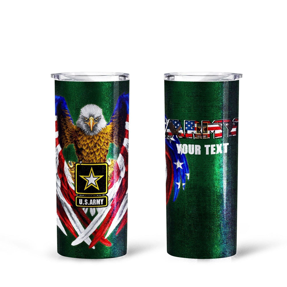 Personalized US Army Tall Glitter Tumbler - Gearcarcover - 1