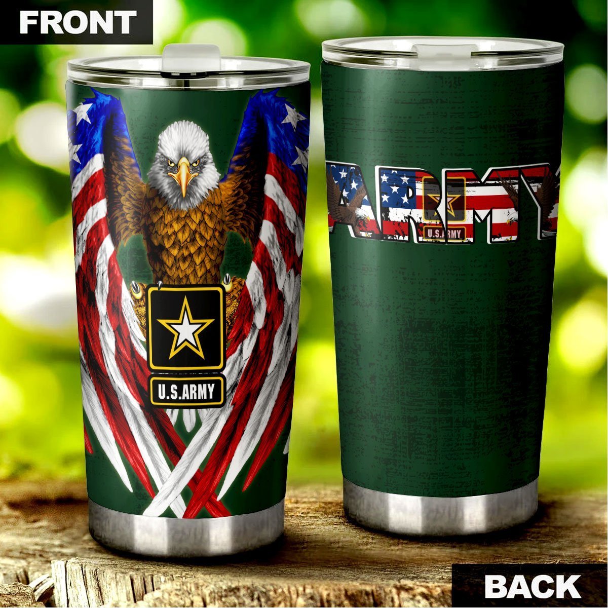 Personalized US Army Tumbler Stainless Steel - Gearcarcover - 6