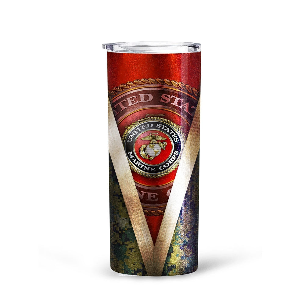 Personalized US Marine Corps Custom Tall Glitter Tumbler - Gearcarcover - 3