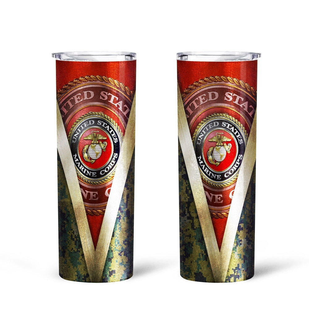 Personalized US Marine Corps Custom Tall Glitter Tumbler - Gearcarcover - 5