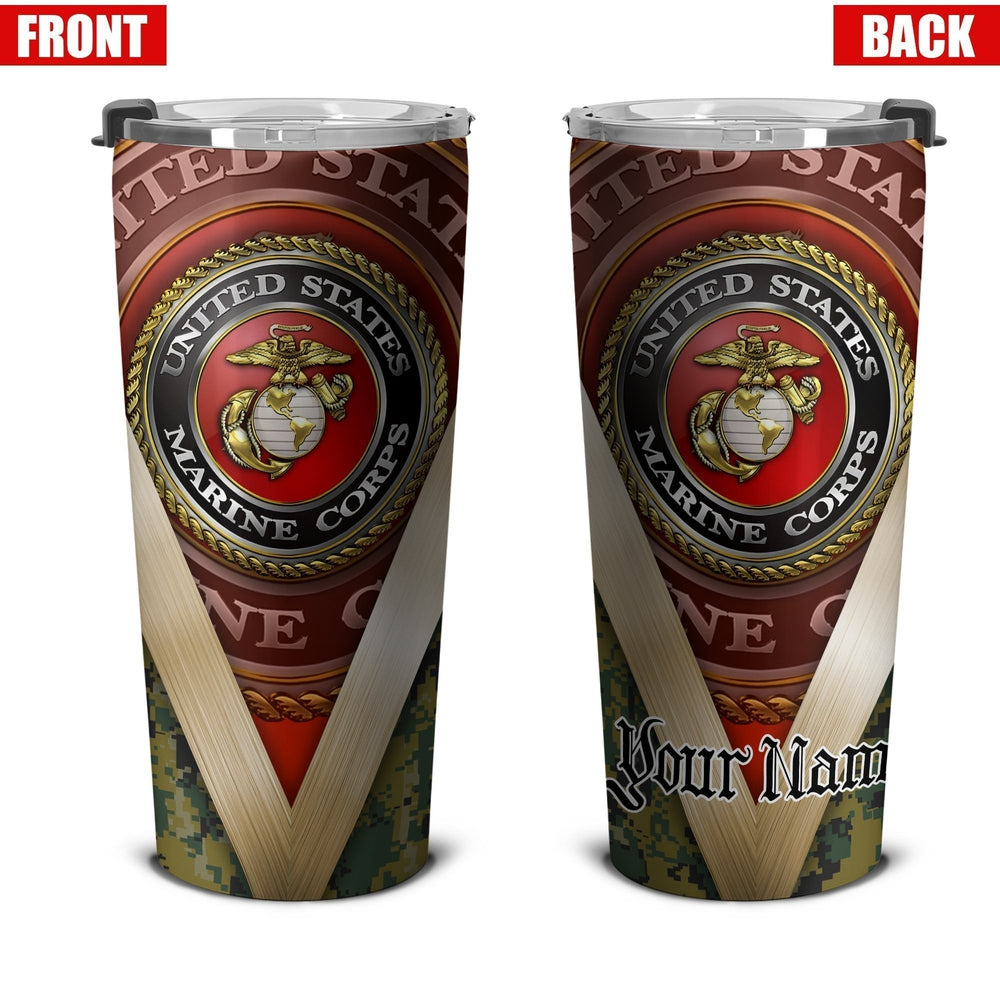 Personalized US Marine Corps Custom Tumbler Stainless Steel - Gearcarcover - 4