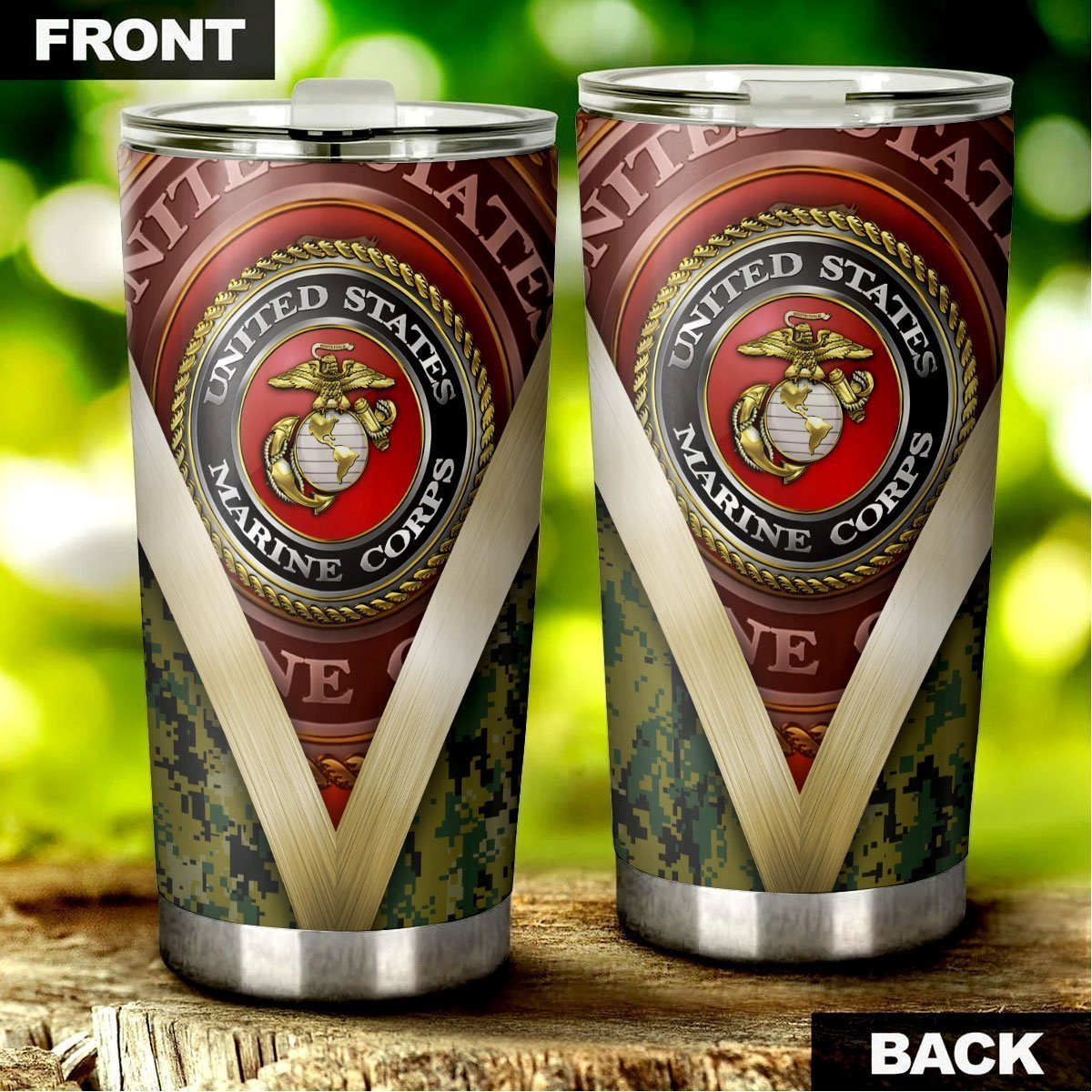 Personalized US Marine Corps Custom Tumbler Stainless Steel - Gearcarcover - 6