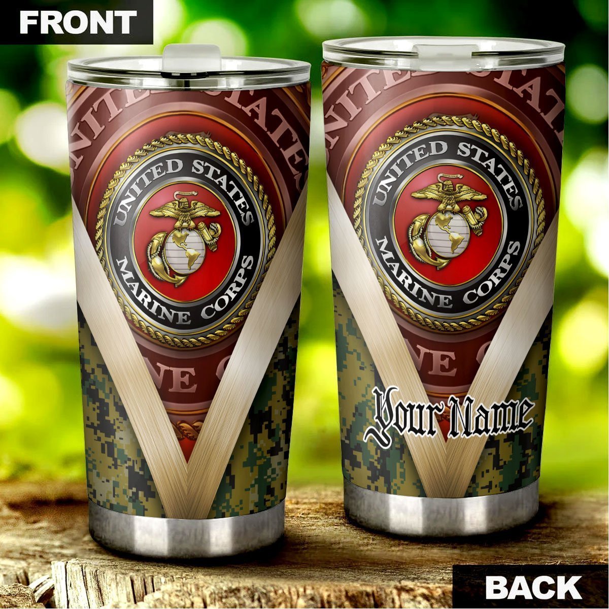 Personalized US Marine Corps Custom Tumbler Stainless Steel - Gearcarcover - 1