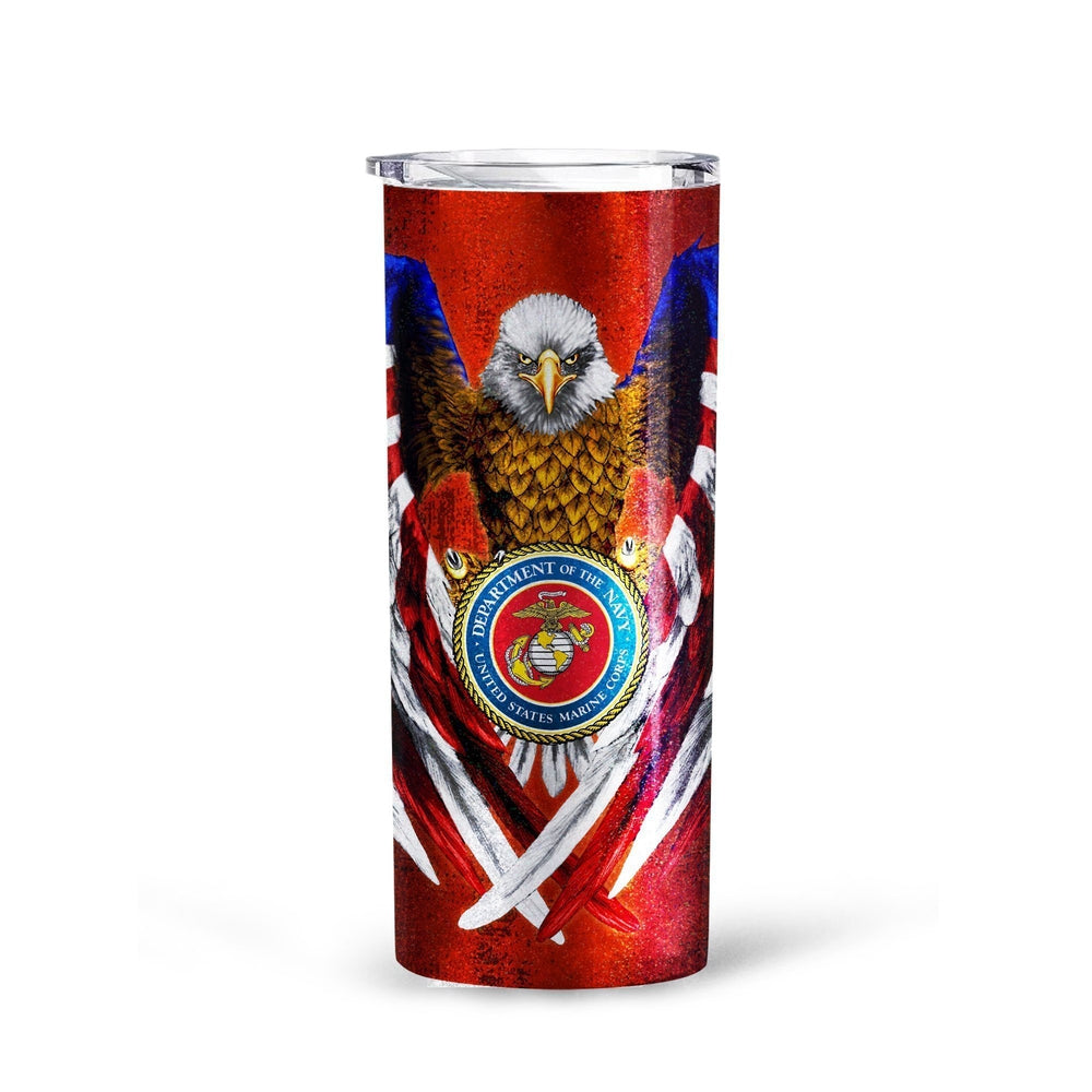 Personalized US Marine Corps Tall Glitter Tumbler - Gearcarcover - 3