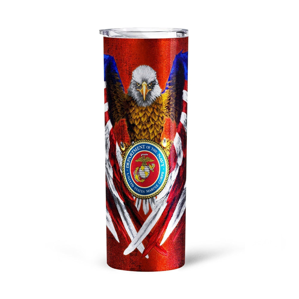 Personalized US Marine Corps Tall Glitter Tumbler - Gearcarcover - 4