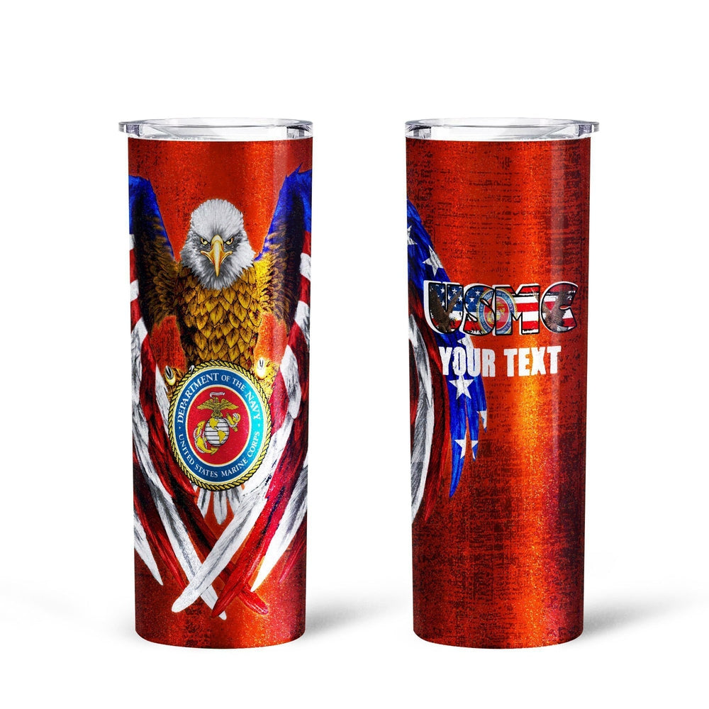 Personalized US Marine Corps Tall Glitter Tumbler - Gearcarcover - 2