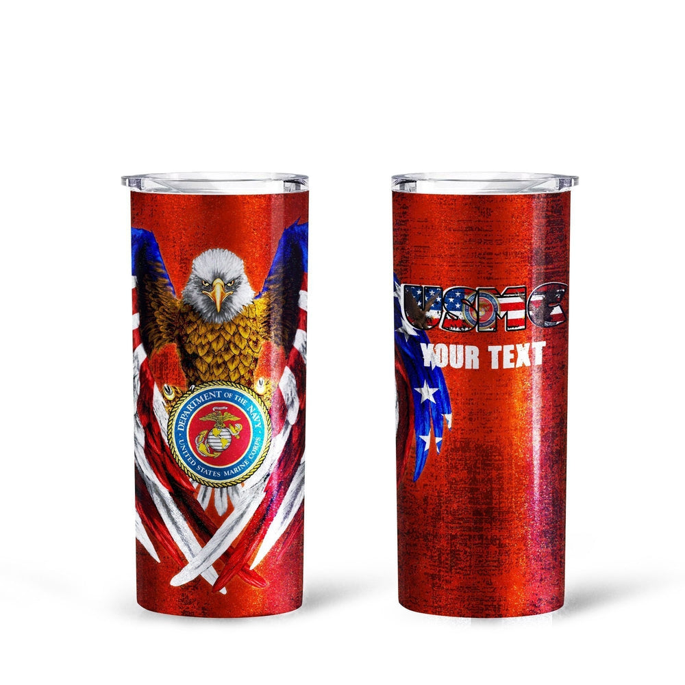 Personalized US Marine Corps Tall Glitter Tumbler - Gearcarcover - 1