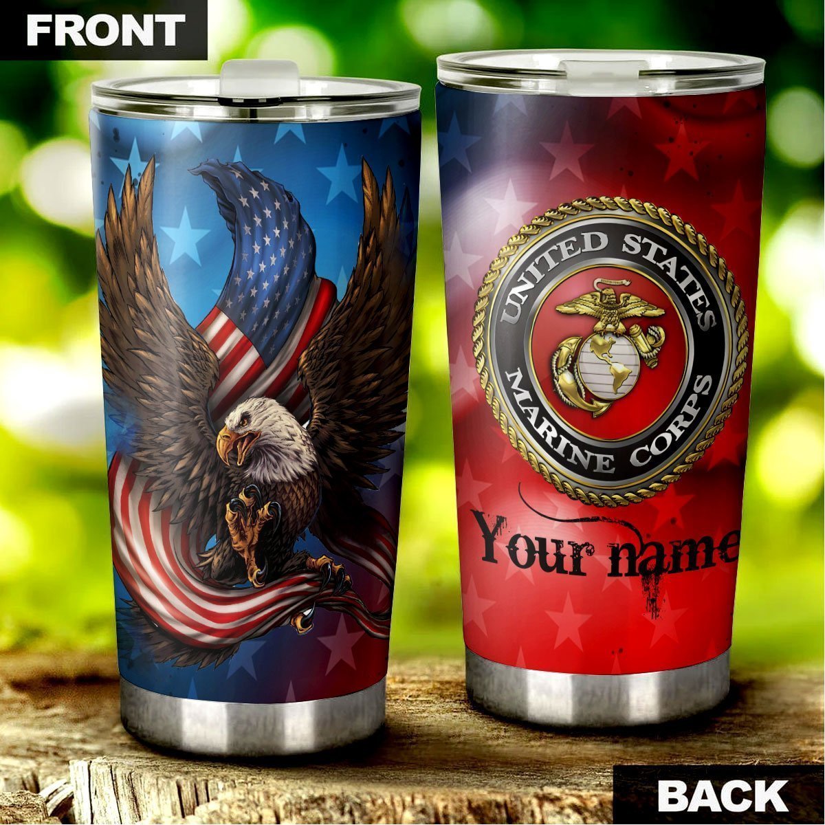 Personalized US Marines Corps Tumbler Cup - Gearcarcover - 1