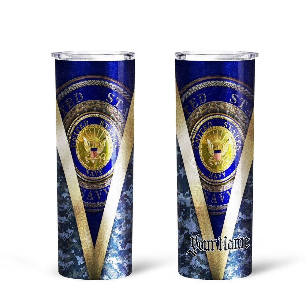 Personalized US Navy Custom Tall Glitter Tumbler - Gearcarcover - 2