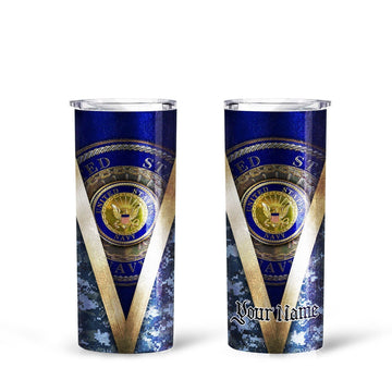 Personalized US Navy Custom Tall Glitter Tumbler - Gearcarcover - 1