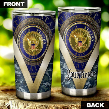 Personalized US Navy Custom Tumbler Stainless Steel - Gearcarcover - 1