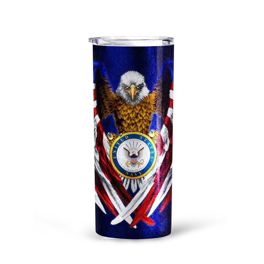 Personalized US Navy Tall Glitter Tumbler - Gearcarcover - 3