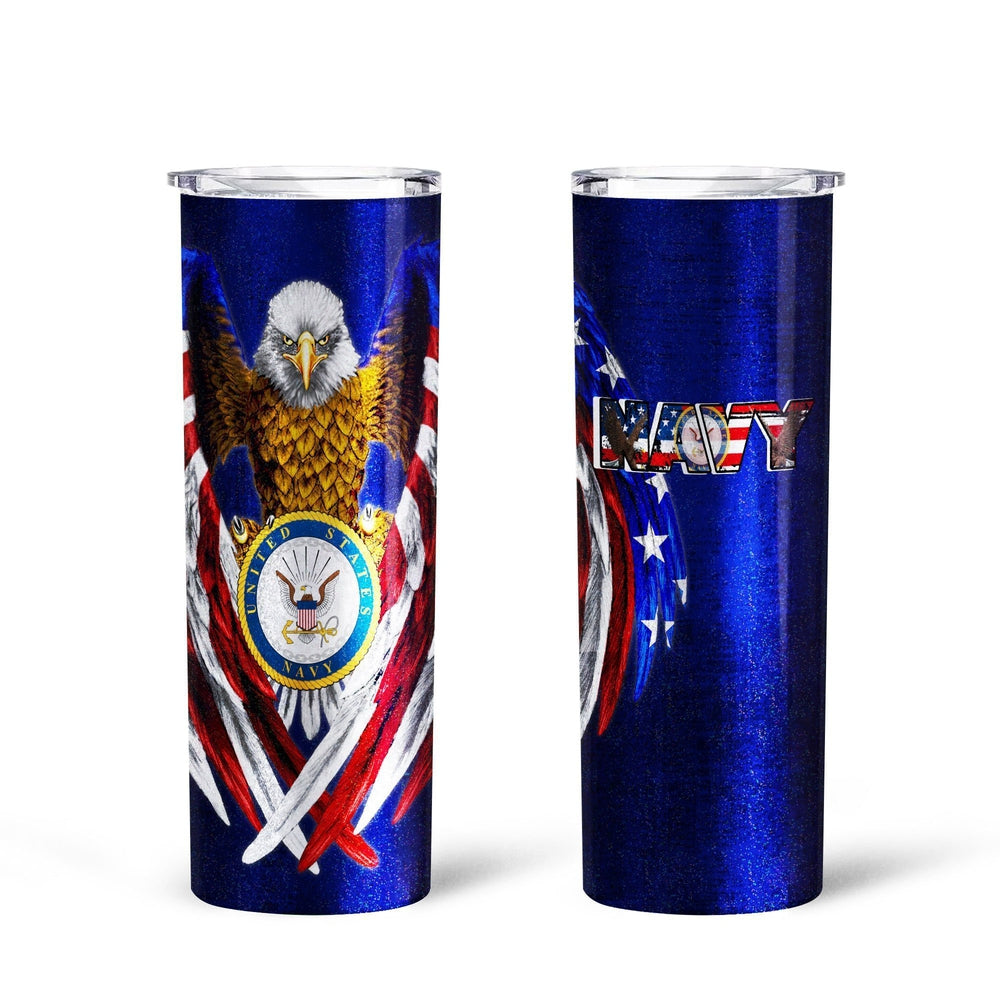 Personalized US Navy Tall Glitter Tumbler - Gearcarcover - 5