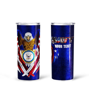 Personalized US Navy Tall Glitter Tumbler - Gearcarcover - 1