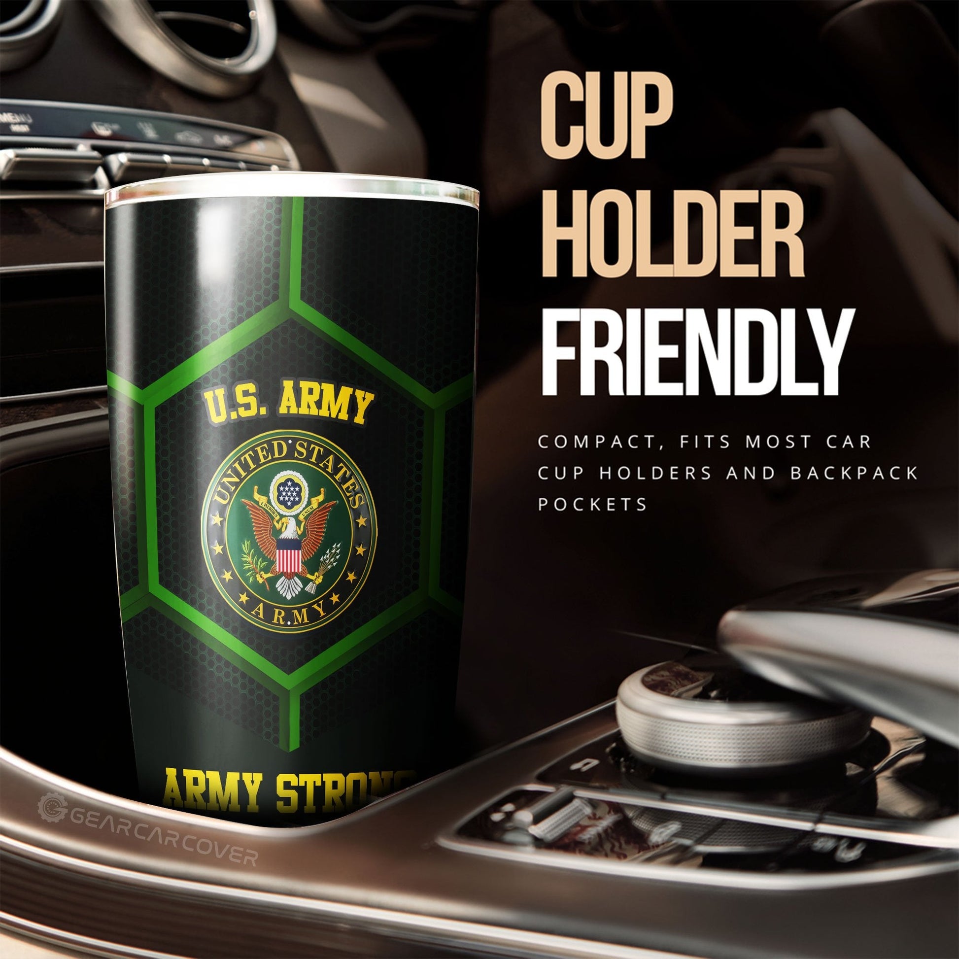 Personalized U.S Army Tumbler Cup Customized Name US Military Car Accessories - Gearcarcover - 3