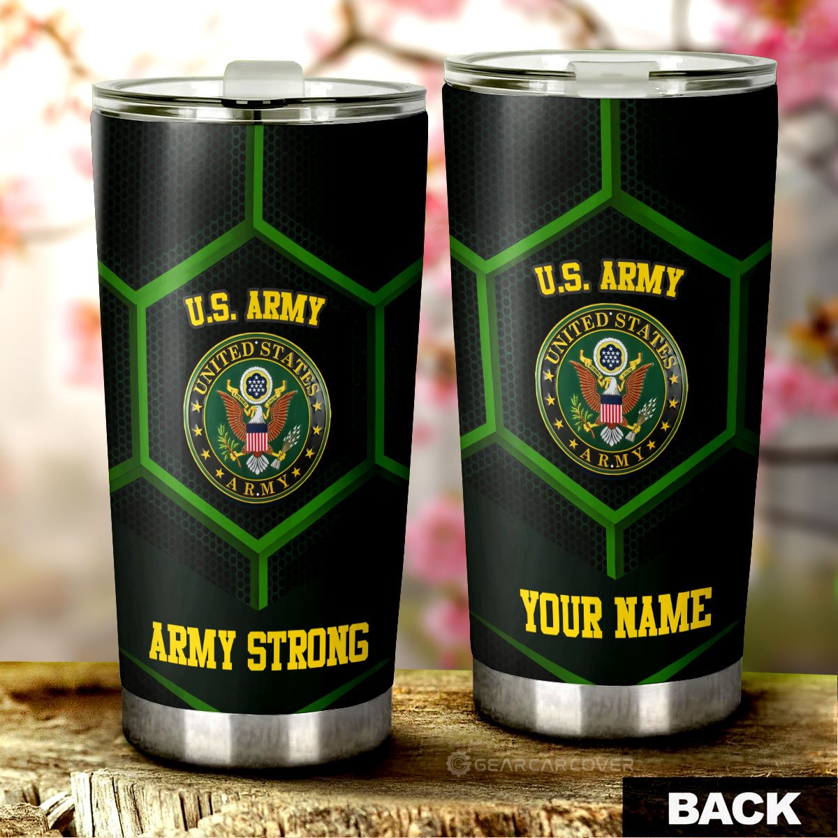 Personalized U.S Army Tumbler Cup Customized Name US Military Car Accessories - Gearcarcover - 1