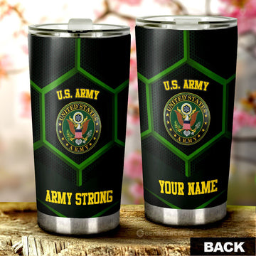 Personalized U.S Army Tumbler Cup Customized Name US Military Car Accessories - Gearcarcover - 1