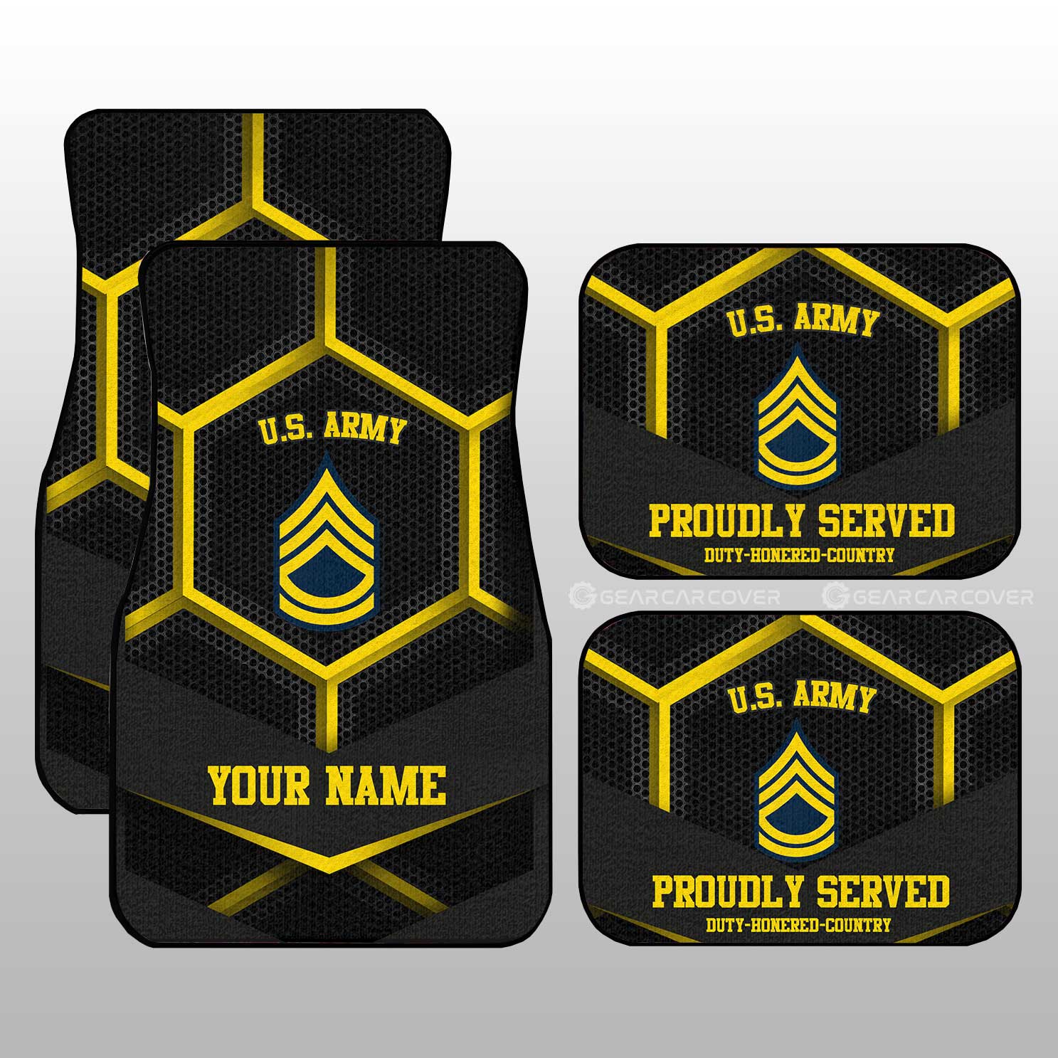 Personalized U.S Army Veterans Car Floor Mats Customized Name US Military Car Accessories - Gearcarcover - 2