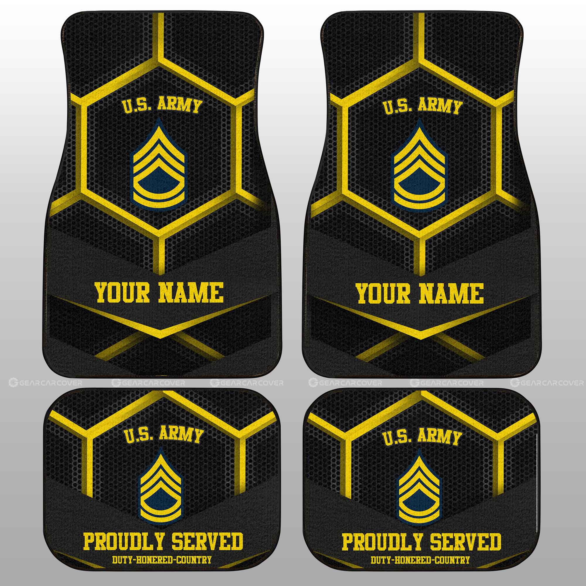 Personalized U.S Army Veterans Car Floor Mats Customized Name US Military Car Accessories - Gearcarcover - 1