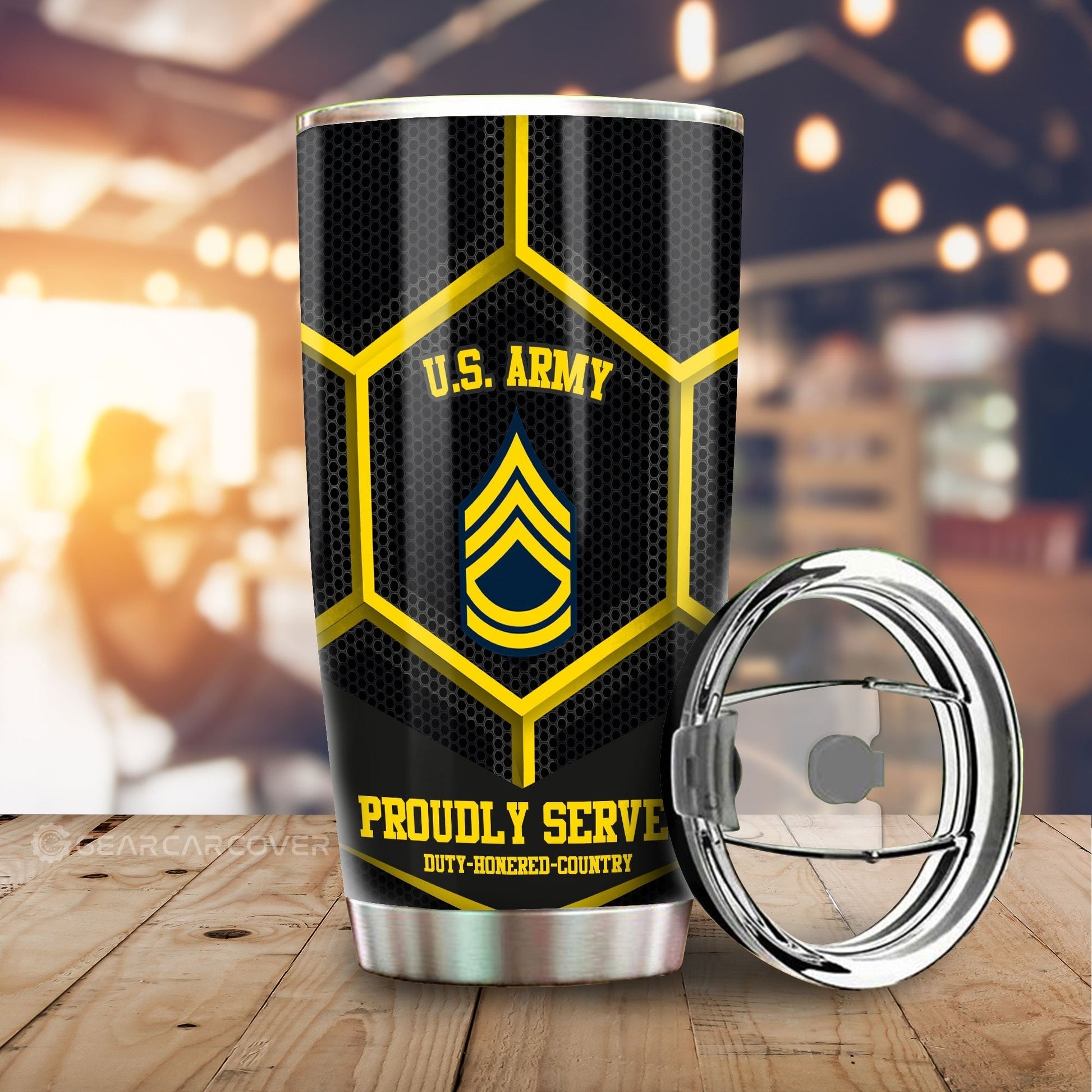 Personalized U.S Army Veterans Tumbler Cup Customized Name US Military Car Accessories - Gearcarcover - 2