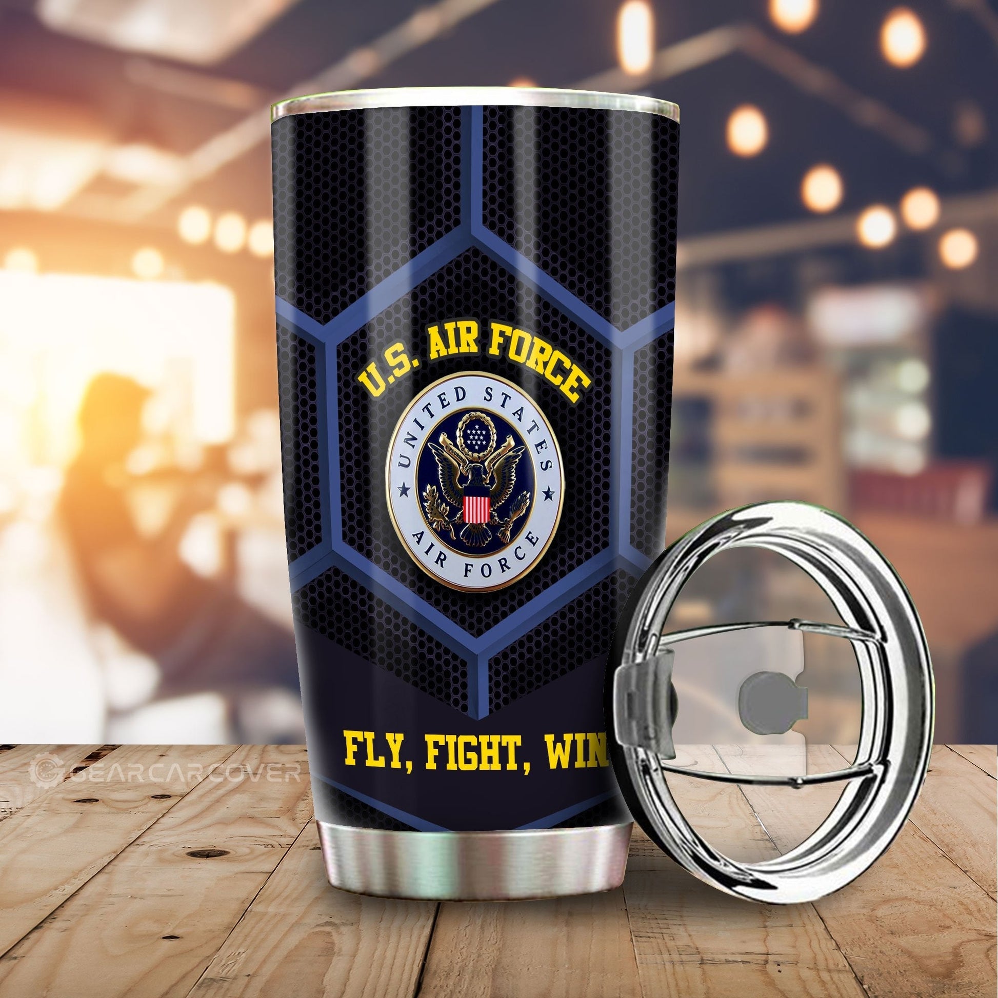Personalized U.S. Air Force Military Tumbler Cup Custom Name Car Accessories - Gearcarcover - 2