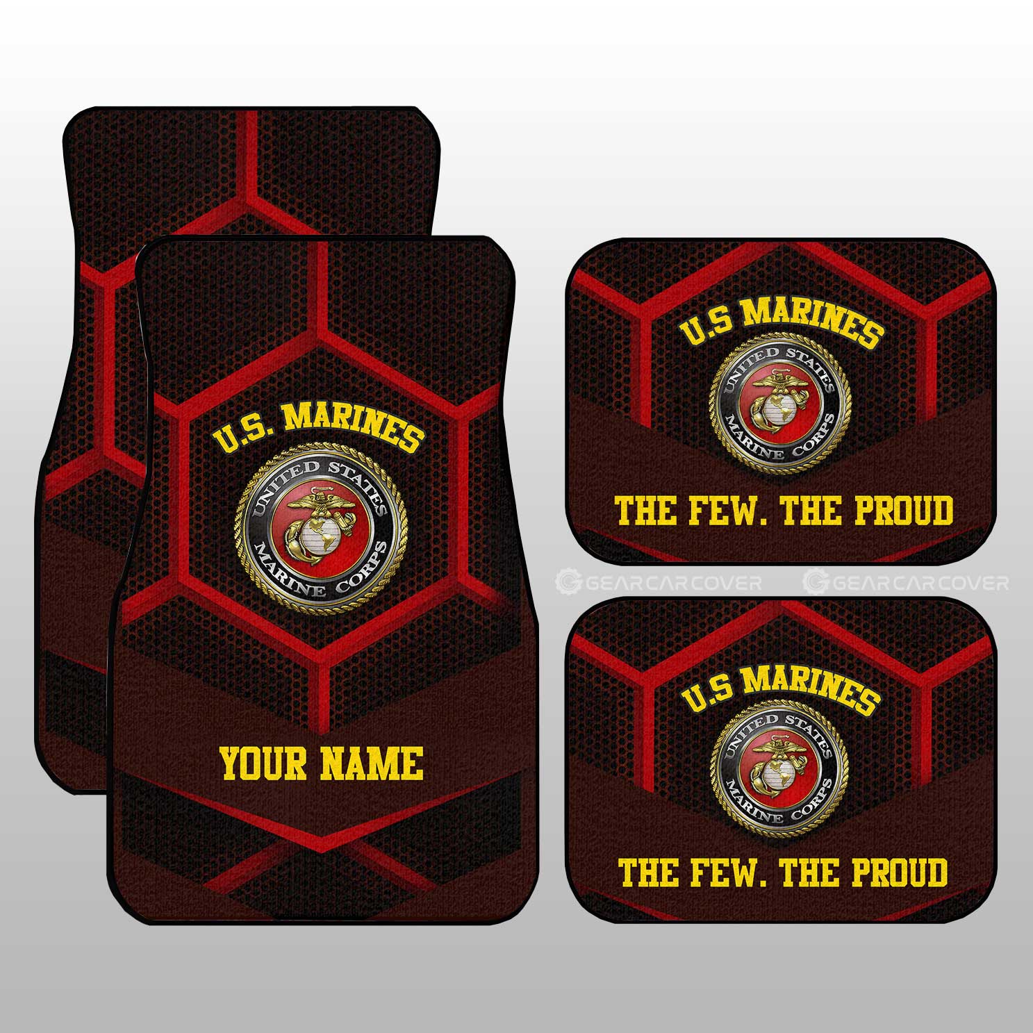 Personalized U.S. Marine Corps Car Floor Mats Customized Name US Military Car Accessories - Gearcarcover - 2