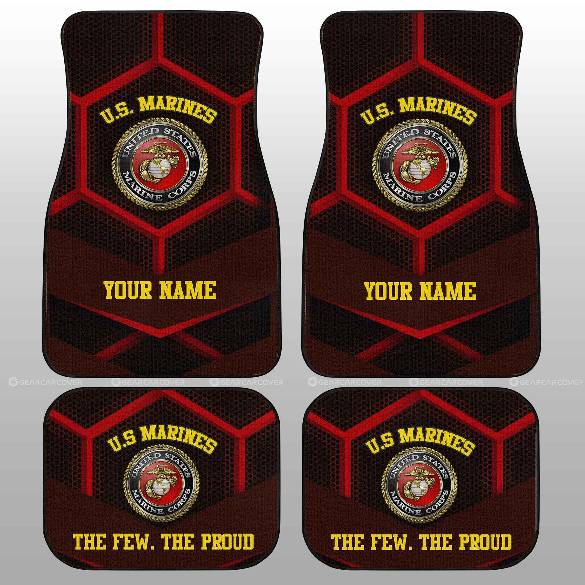 Personalized U.S. Marine Corps Car Floor Mats Customized Name US Military Car Accessories - Gearcarcover - 1