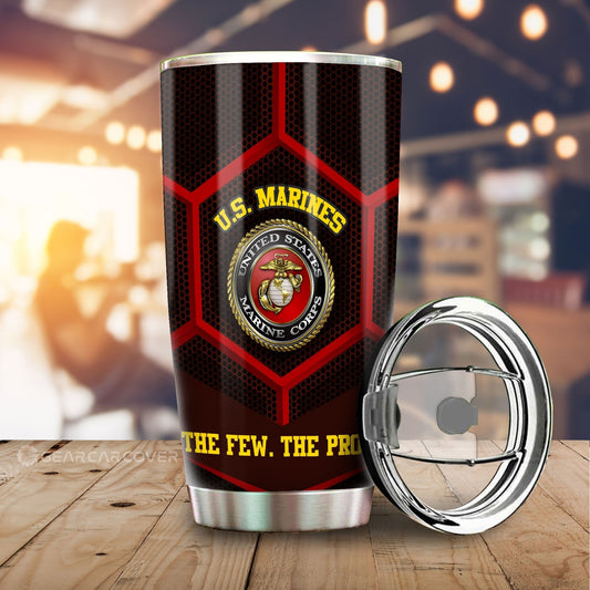 Personalized U.S. Marine Corps Tumbler Cup Customized Name US Military Car Accessories - Gearcarcover - 2