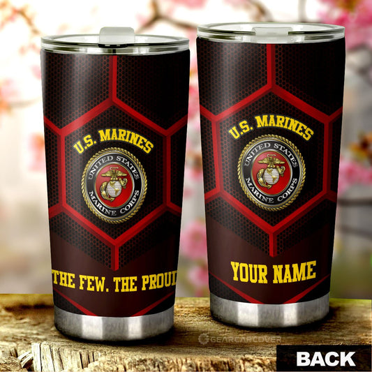 Personalized U.S. Marine Corps Tumbler Cup Customized Name US Military Car Accessories - Gearcarcover - 1