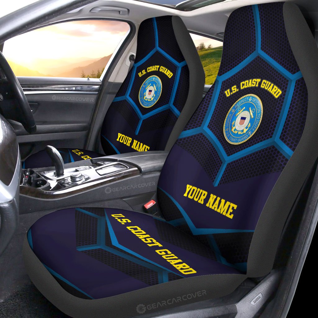 Personalzied U.S. Coast Guard Car Seat Covers Customized Name US Military Car Accessories - Gearcarcover - 2