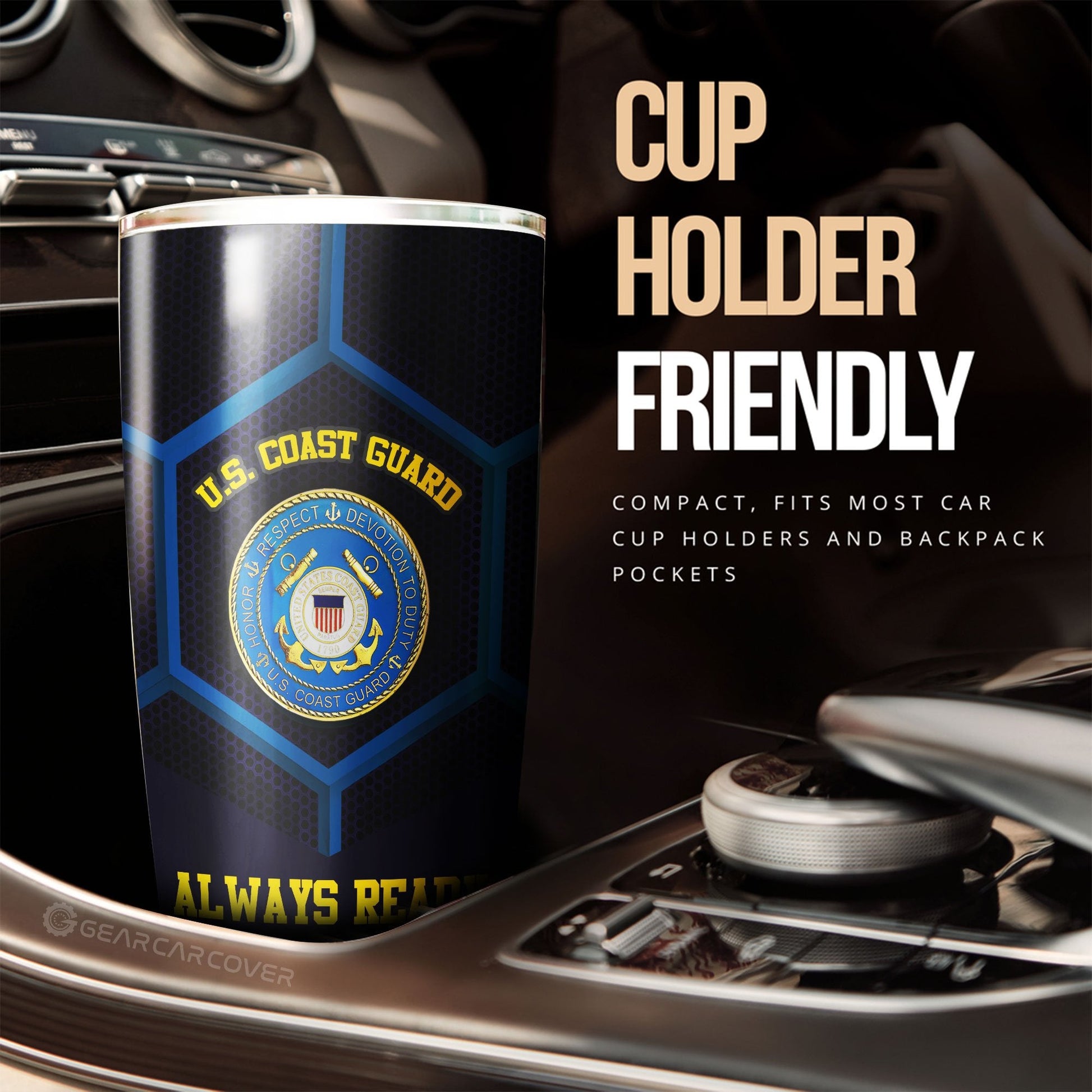 Personalzied U.S. Coast Guard Tumbler Cup Customized Name US Military Car Accessories - Gearcarcover - 3