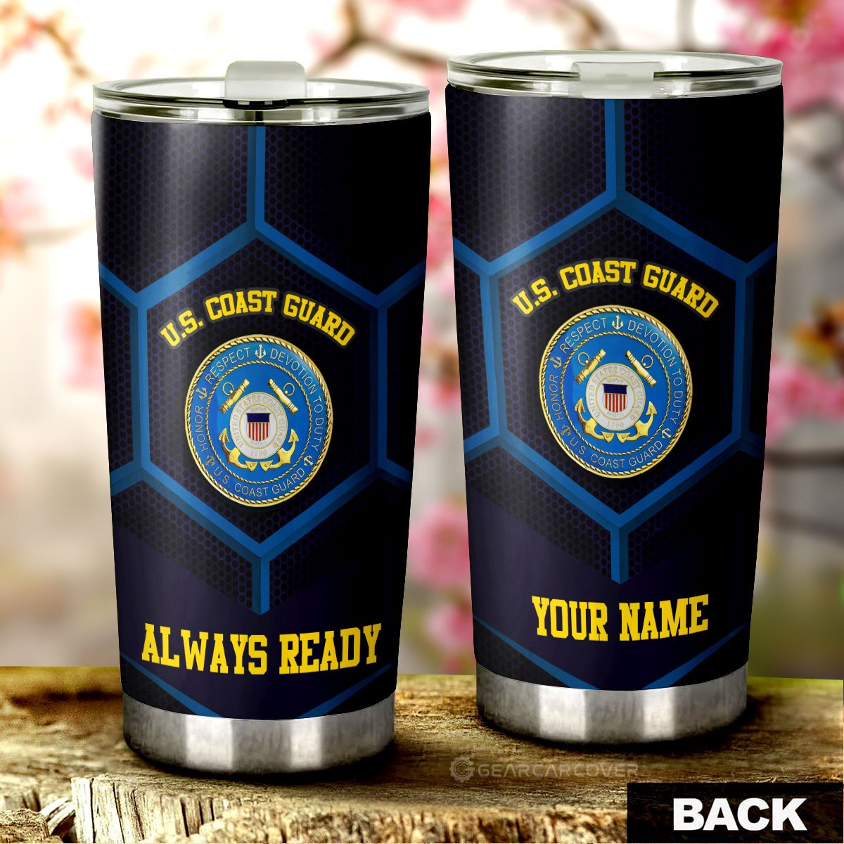 Personalzied U.S. Coast Guard Tumbler Cup Customized Name US Military Car Accessories - Gearcarcover - 1