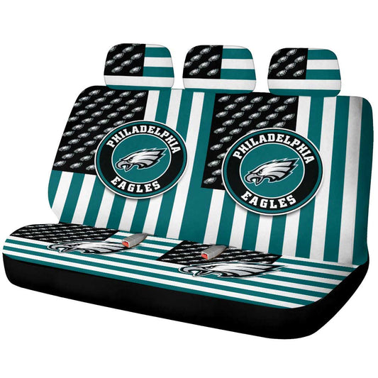 Philadelphia Eagles Car Back Seat Cover Custom US Flag Style - Gearcarcover - 1