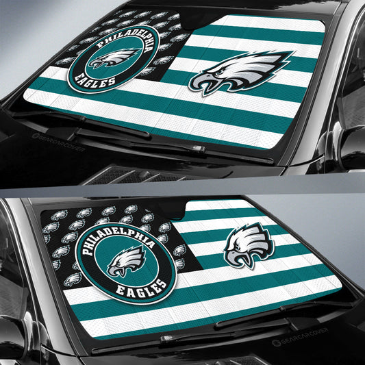Philadelphia Eagles Car Sunshade Custom US Flag Style - Gearcarcover - 2