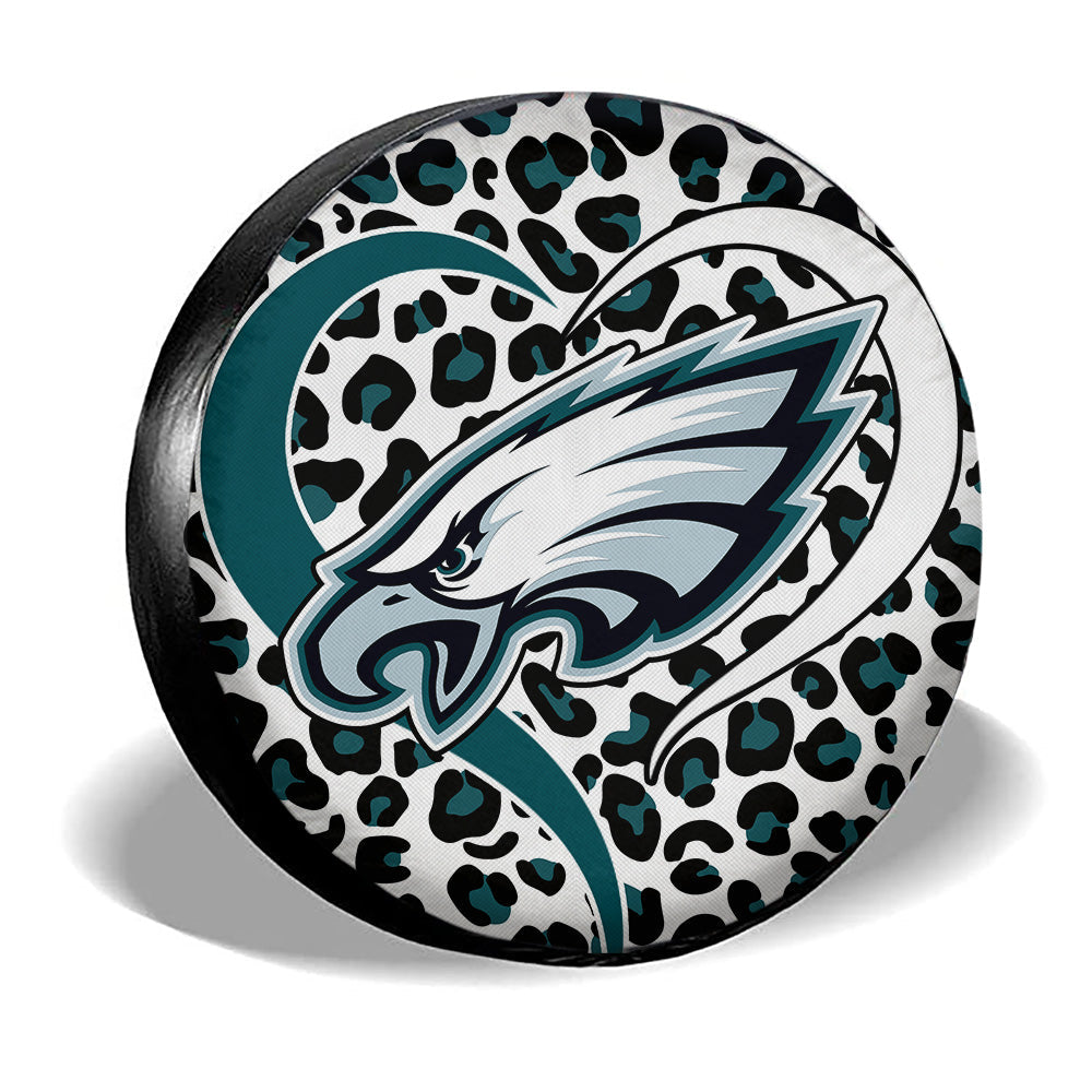 Philadelphia Eagles Spare Tire Cover Custom Leopard Heart For Fans - Gearcarcover - 3