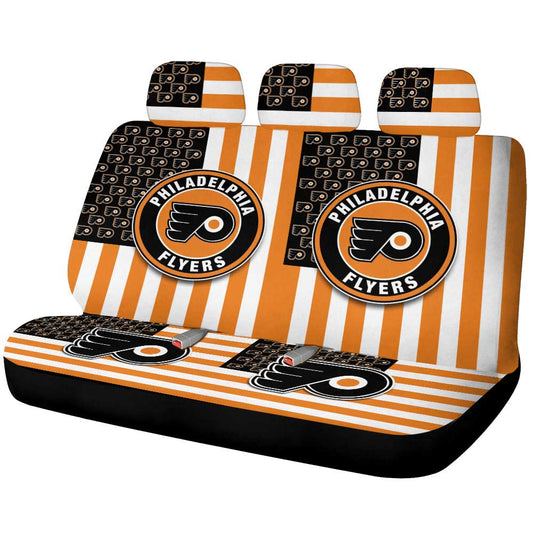 Philadelphia Flyers Car Back Seat Cover Custom US Flag Style - Gearcarcover - 1