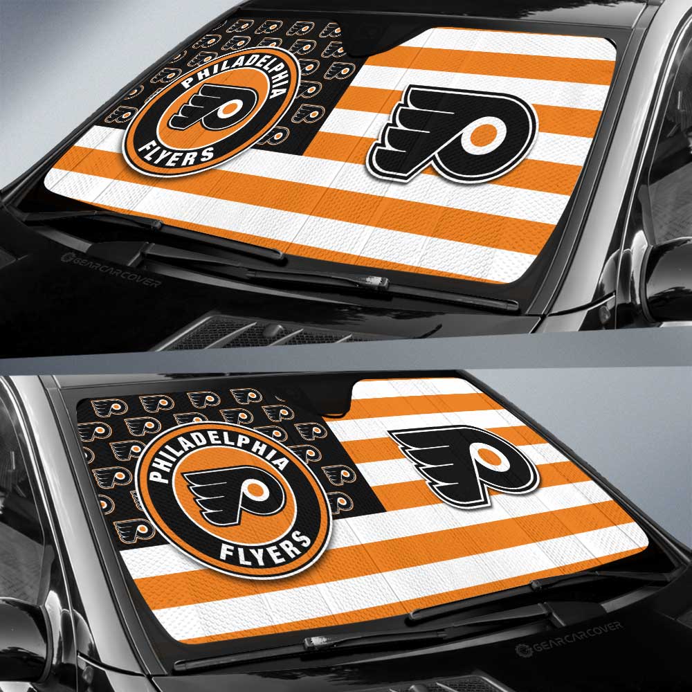 Philadelphia Flyers Car Sunshade Custom US Flag Style - Gearcarcover - 2