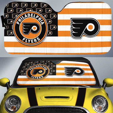 Philadelphia Flyers Car Sunshade Custom US Flag Style - Gearcarcover - 1