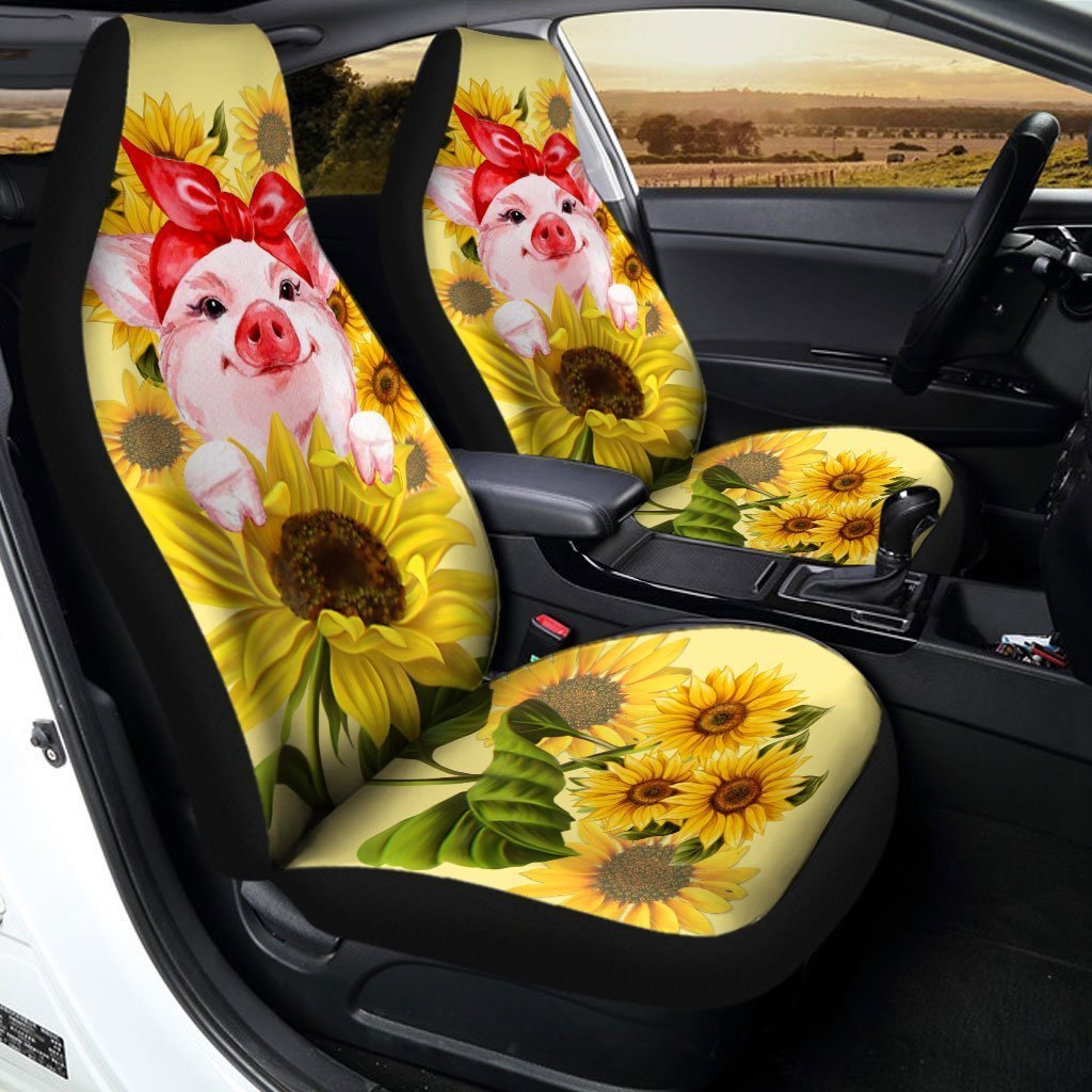 Pig Sunflower Car Seat Covers Cute Car Accessories - Gearcarcover - 2