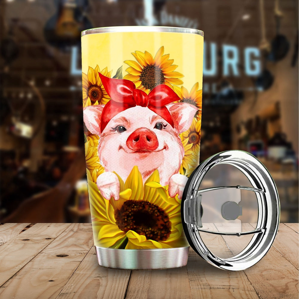 Pig Sunflower Custom Tumbler Stainless Steel - Gearcarcover - 1