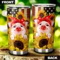 Pig Sunflower Tumbler Stainless Steel Custom American Flag - Gearcarcover - 2